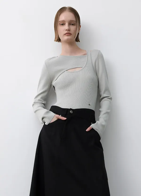 (T-7013)CITA FAKE LAYERED KNIT