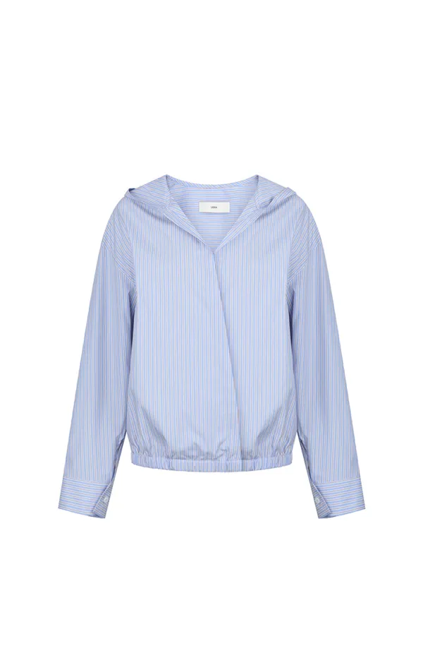 ALTON COTTON HOODED SHIRTS (BLUE STRIPE)