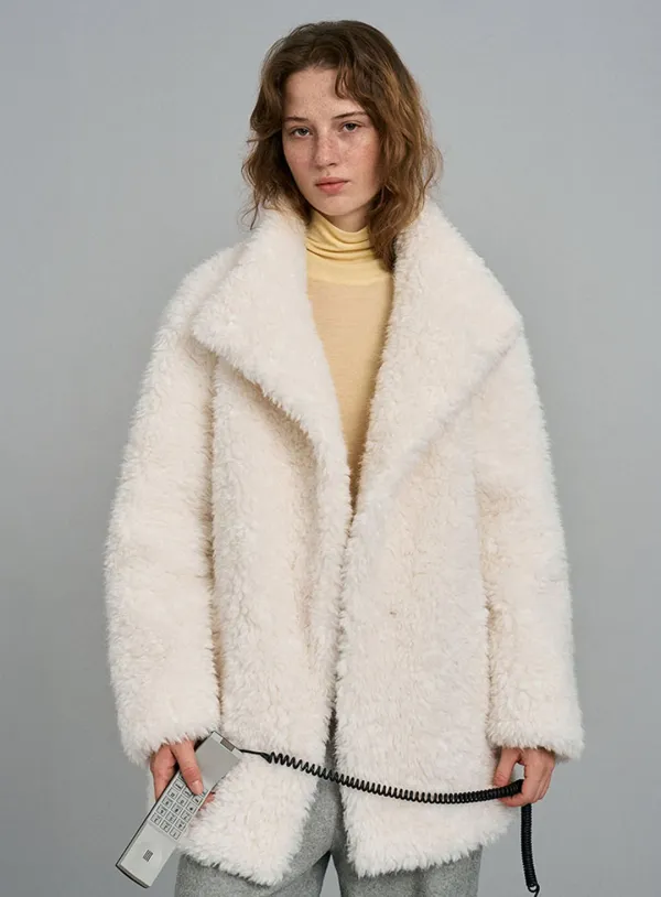 DUI FUR HALF COAT_CREAM