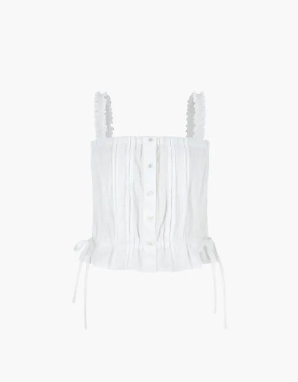 frill pintuck bustier blouse - white
