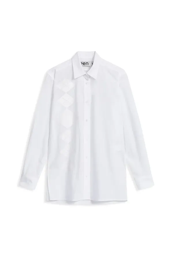 ARGYLE BUTTON DOWN SHIRT, WHITE