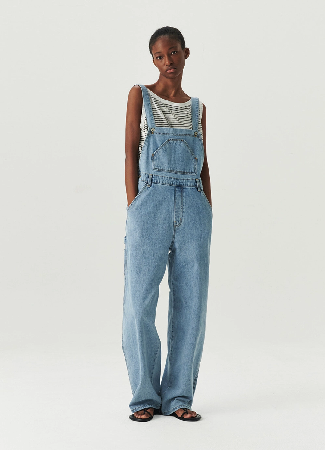 르바 Wide Denim Overall - Light Blue 상품 이미지 2