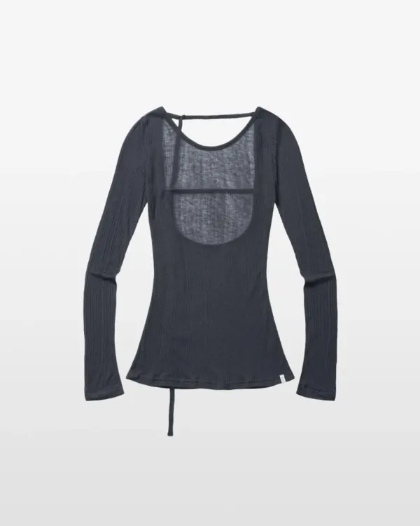 OPEN BACK CORD LONG SLEEVE (blue charcoal)