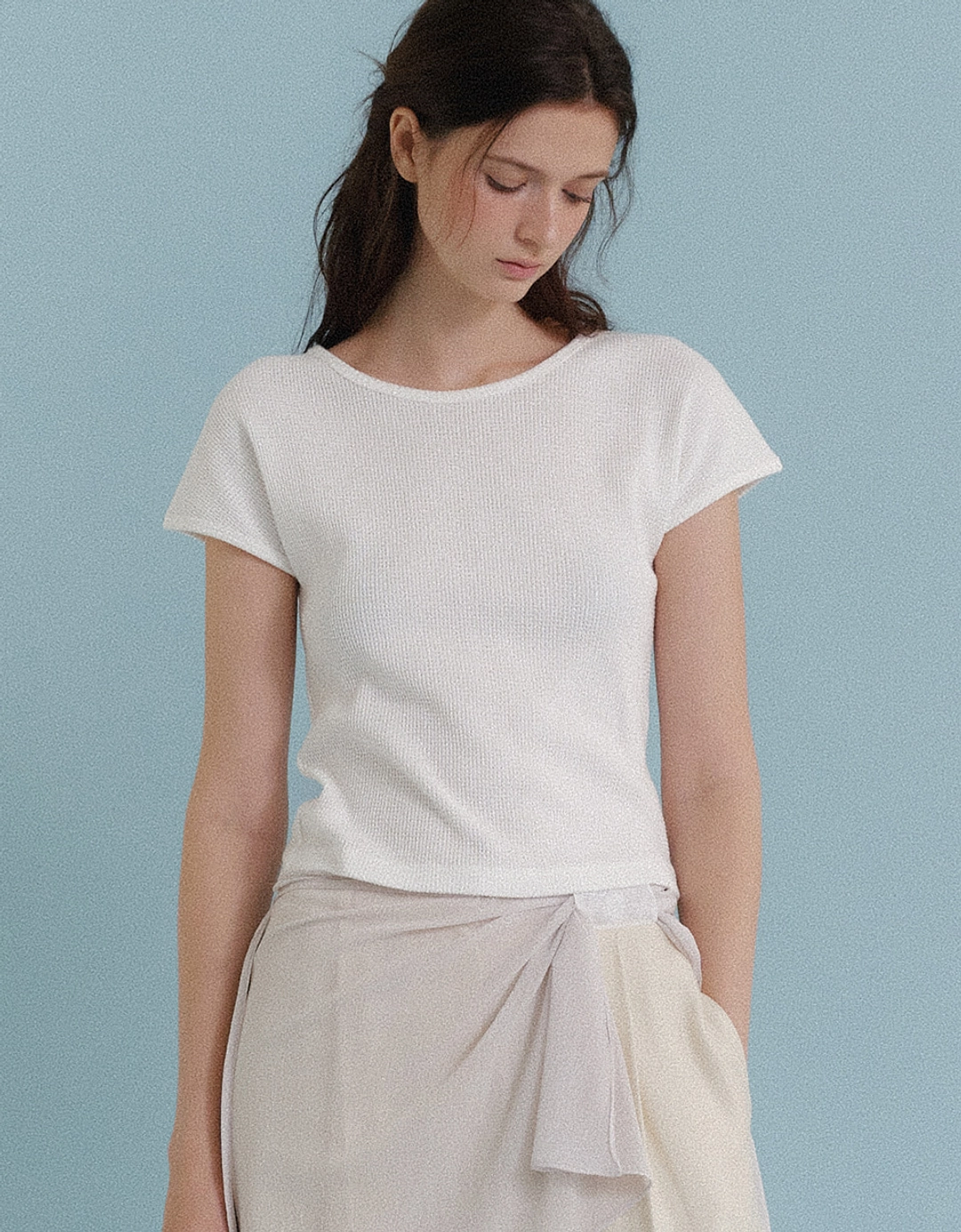 러브어스유 [REFURB] Waffle Basic T-Shirt (Ivory) 상품 이미지 1