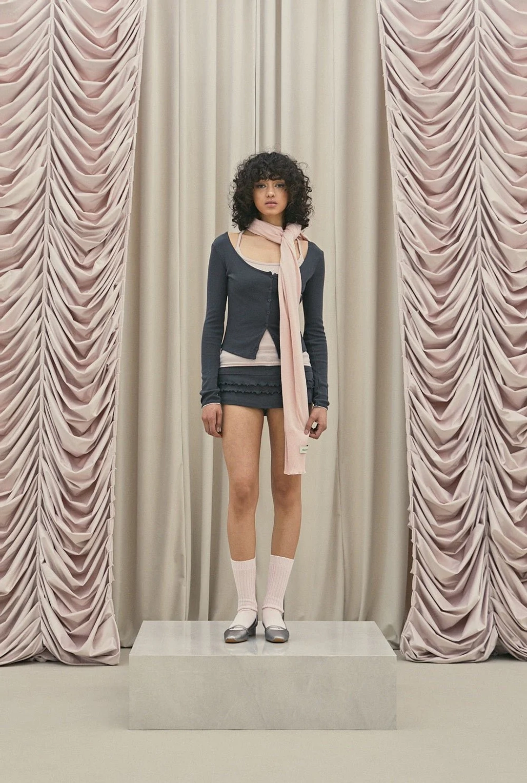 쓰리타임즈 Knit half knee socks 상품 이미지 2