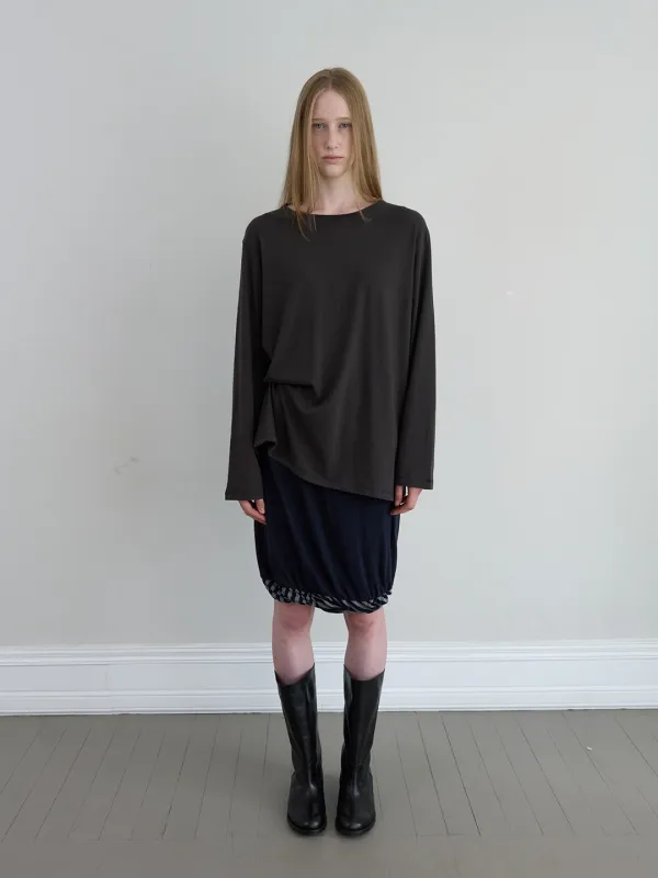 VINTAGE TEXTURED LONG SLEEVE TOP IN FADED BLACK