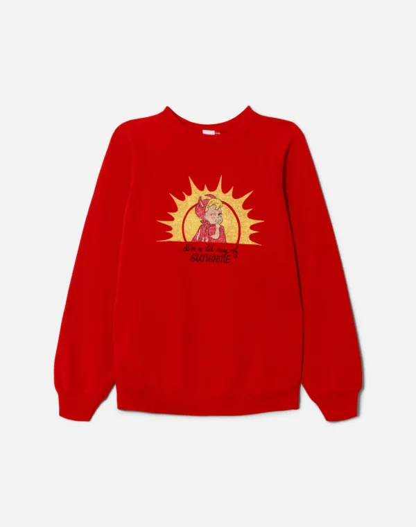 Upcycled "Ray of Sunshine" Sweatshirt - Red