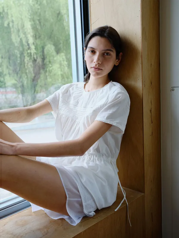 TIR PINTUCK LACE STRING BLOUSE_WHITE