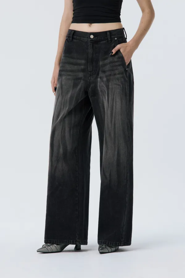 Brushed Denim Pants [ Black ]