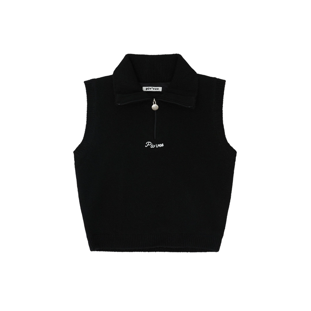 피브비 Giant Smiley Windproof Knit Vest (ebony black) 상품 이미지 1