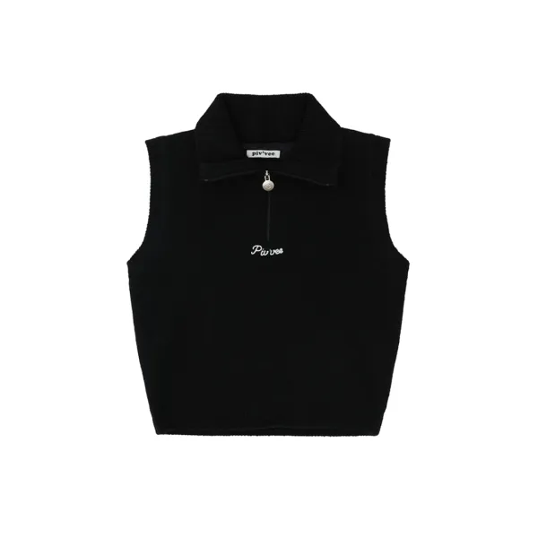 Giant Smiley Windproof Knit Vest (ebony black)