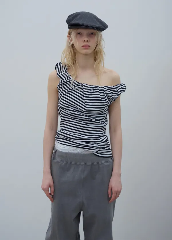 [2nd REORDER] STRIPE OFF SHOULDER TOP (BLACK)