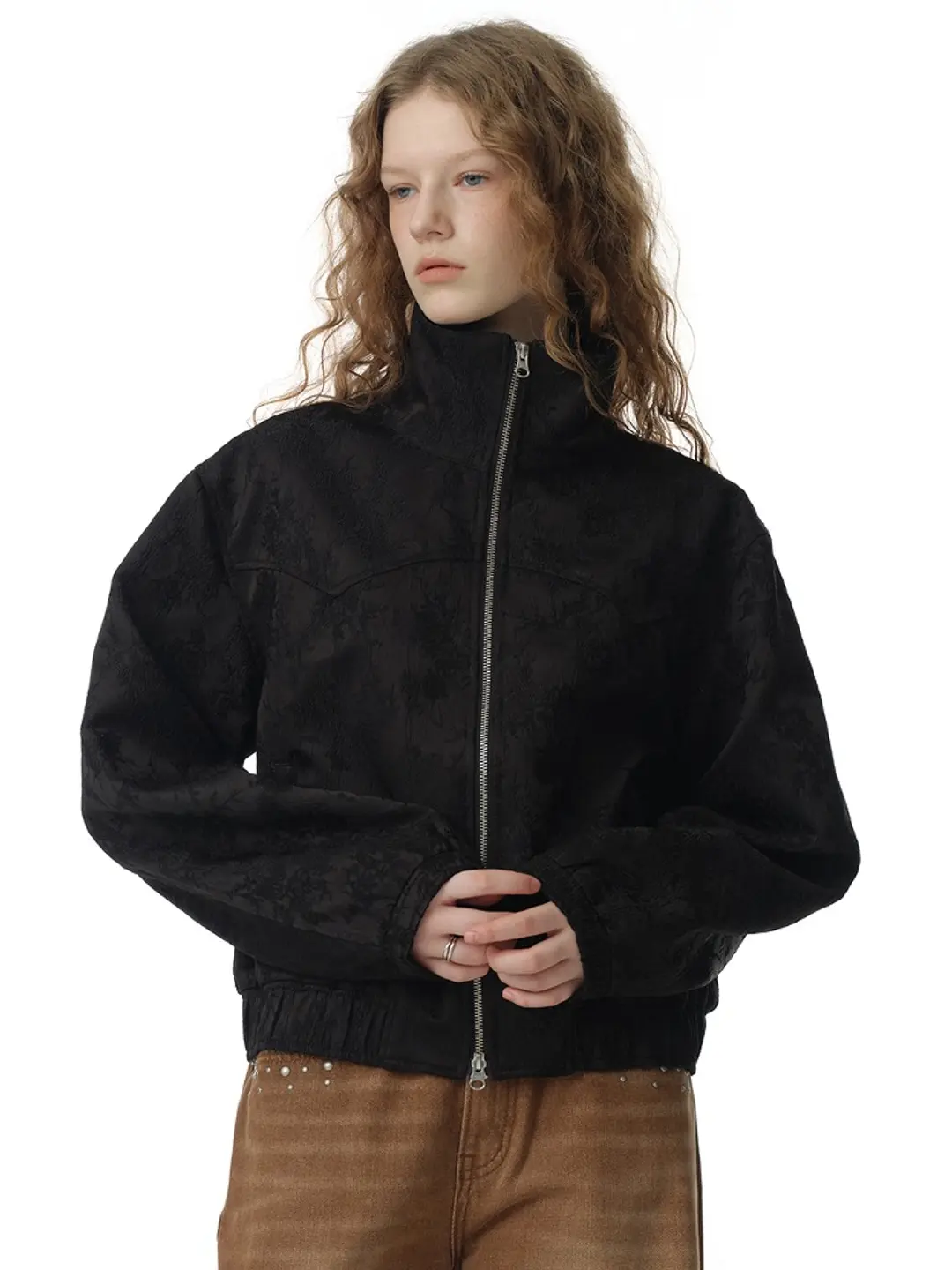 밀로 우먼 Satin Jacquard Blouson [Black] 상품 이미지 2