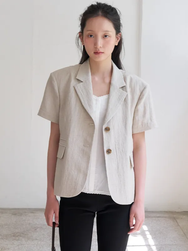 (6/2 예약발송)LIGHT LINEN HALF JACKET - BROWN