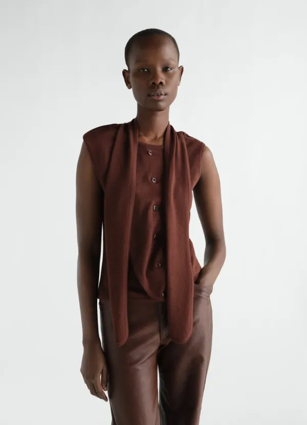 ASYMMETRICAL CARDIGAN IN MERINO WOOL BLEND