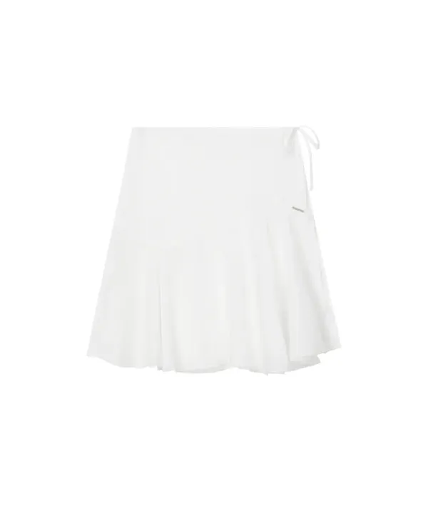 Sheer layered wrap skirt WHITE