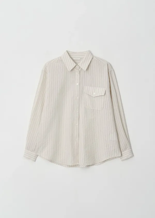 stripe pocket shirt-beige