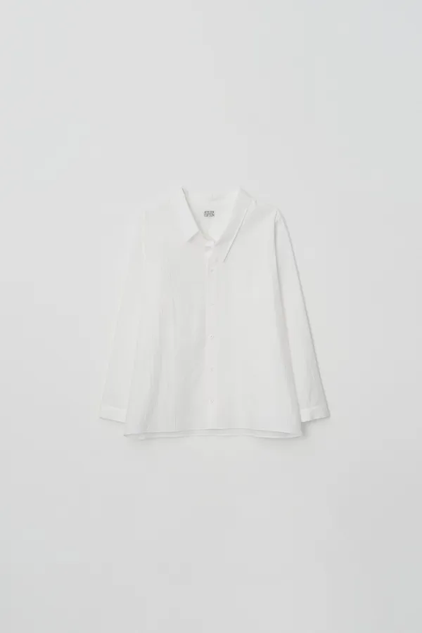 Asymmetric Collar Cotton Shirt (white)