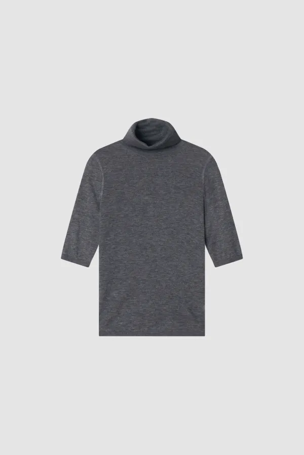 [2nd] Slim Half Turtle-neck Knit_Gray