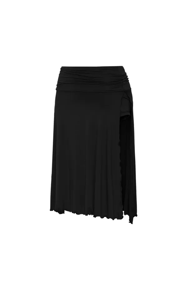 SLIT MIDI SKIRT PANTS (BLACK)