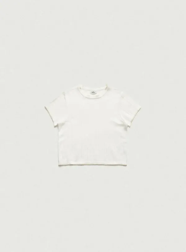 Cotton Eyelet Knit Top_Ivory