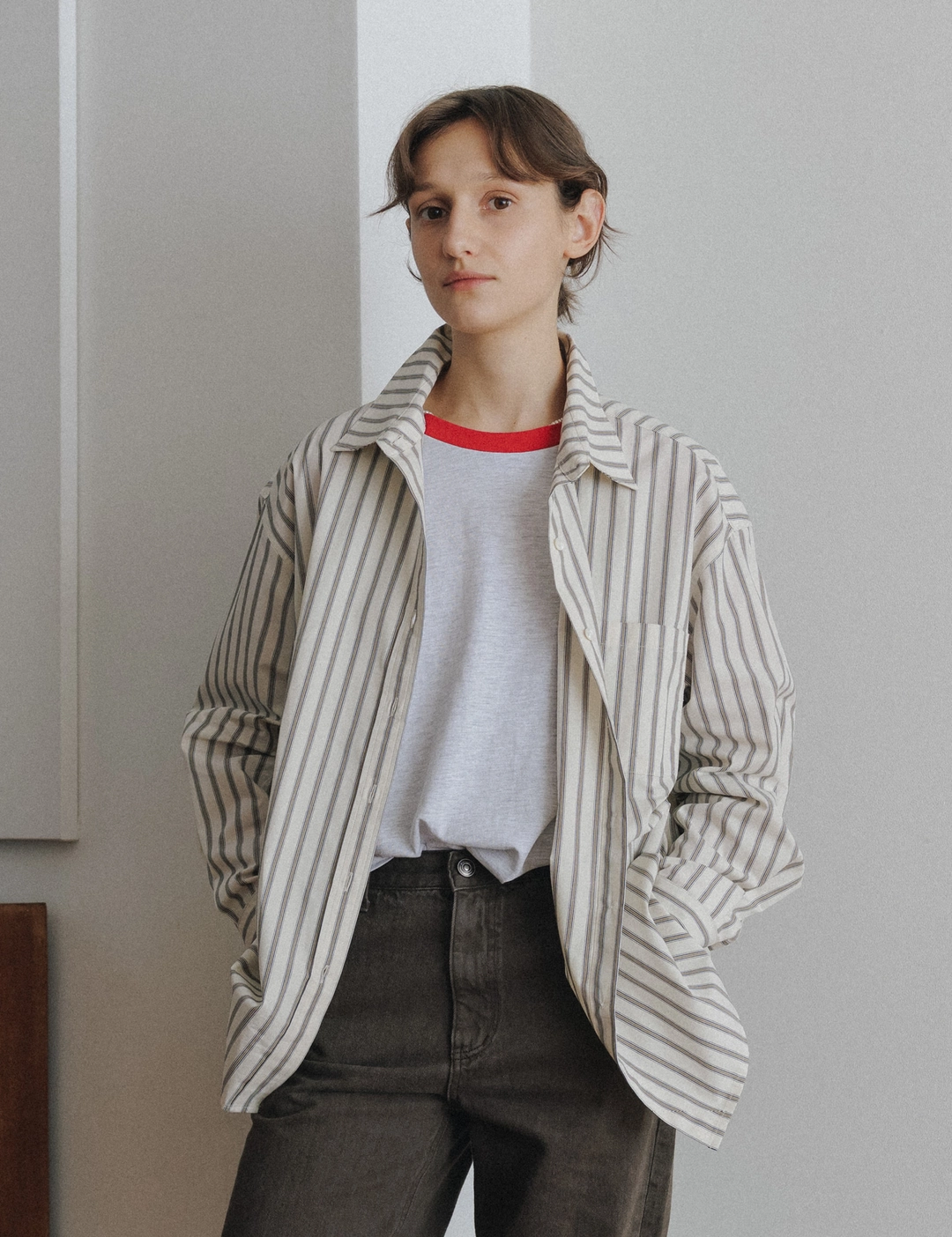 시엔느 August Stripe Shirt (Cream) 상품 이미지 1