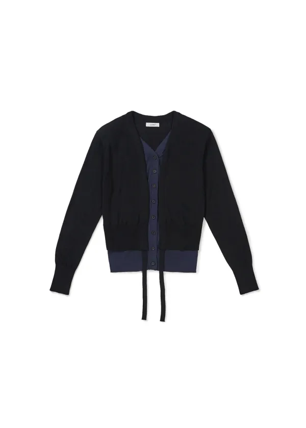 DOUBLE LAYERED CARDIGAN (BLACK)