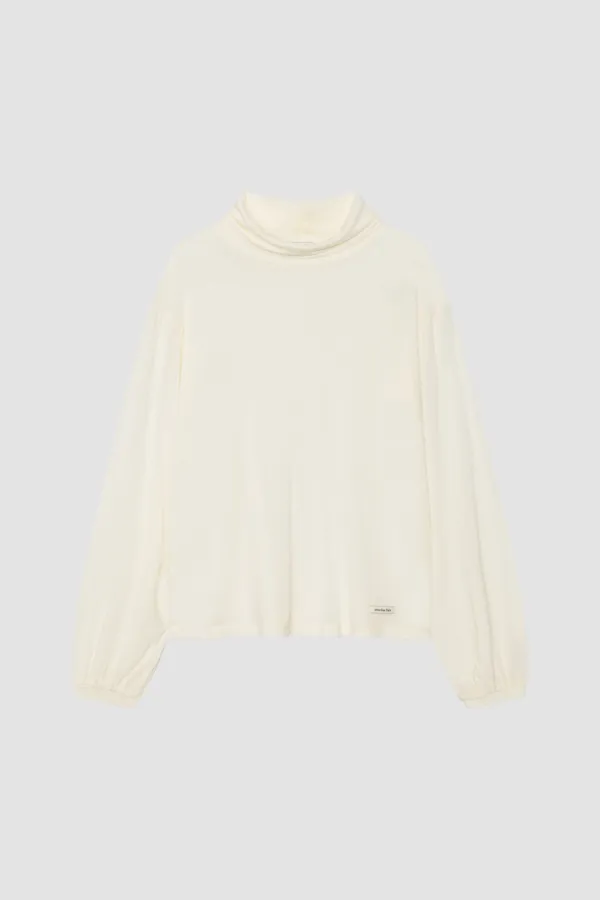 LOOSE FIT WOOL TENCEL TURTLENECK T-SHIRT_IVORY