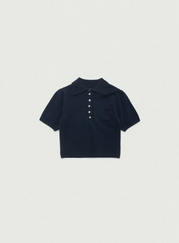 Fluffy Half Collar Knit_Navy