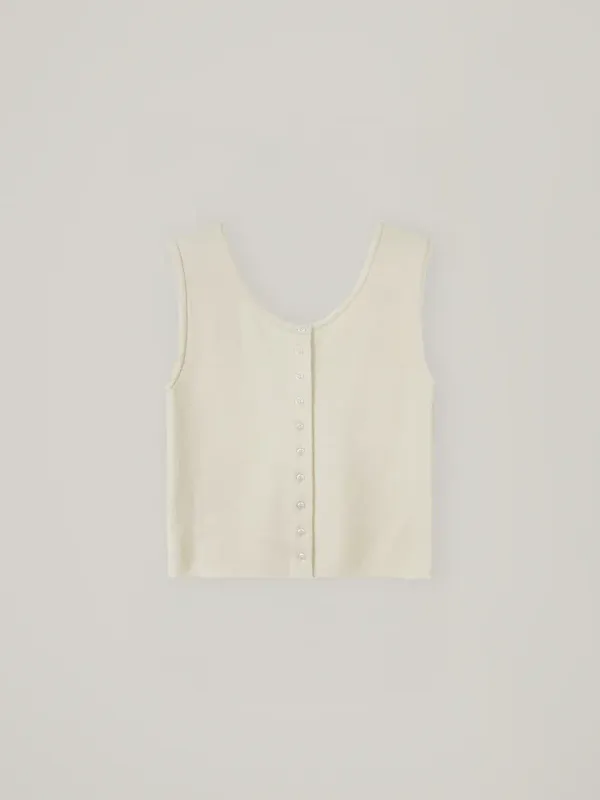 Collin button knit vest - Ivory