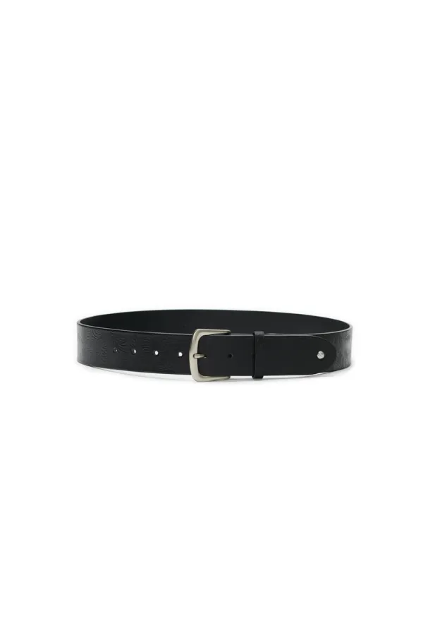PAISLEY WIDE BELT, BLACK