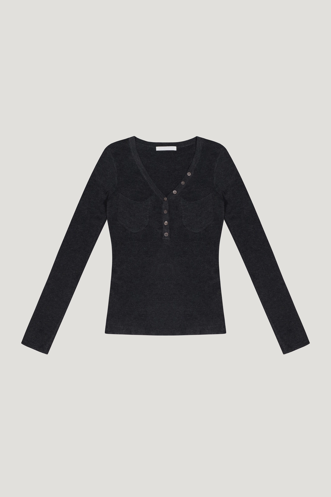 리브어리 Curve Button Knit (charcoal) 상품 이미지 1