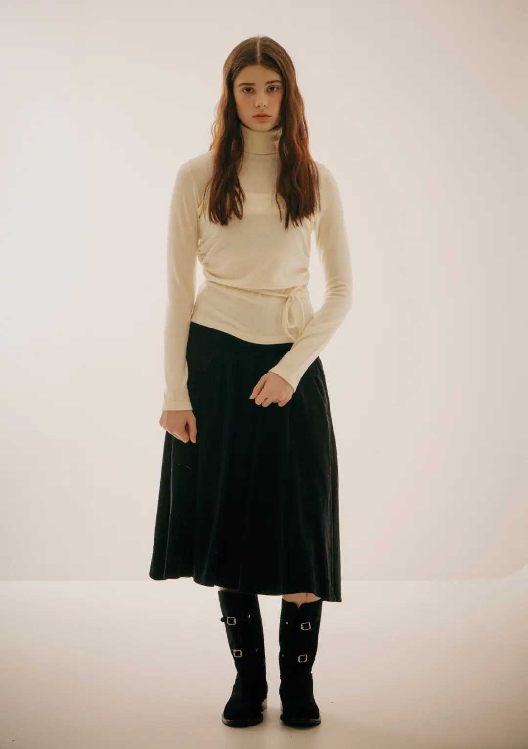 Shirring Polar T-shirt Cream
