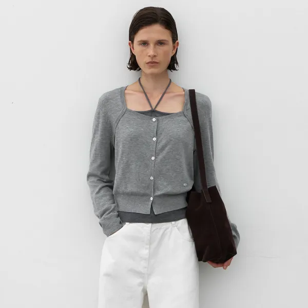 (CD-2211)MOARE KNIT TOP&CARDIGAN SET S