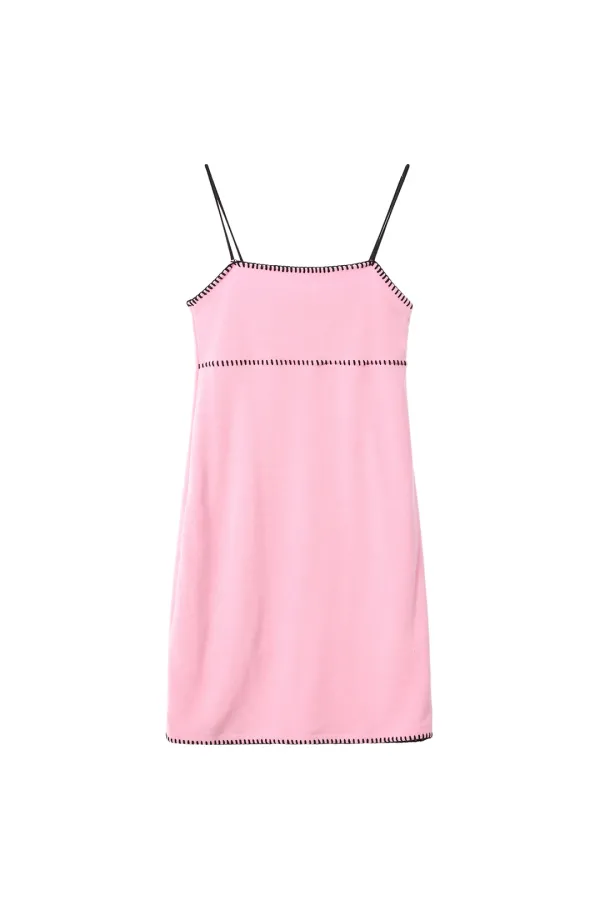 RR STITCH TERRY MINI DRESS - PINK
