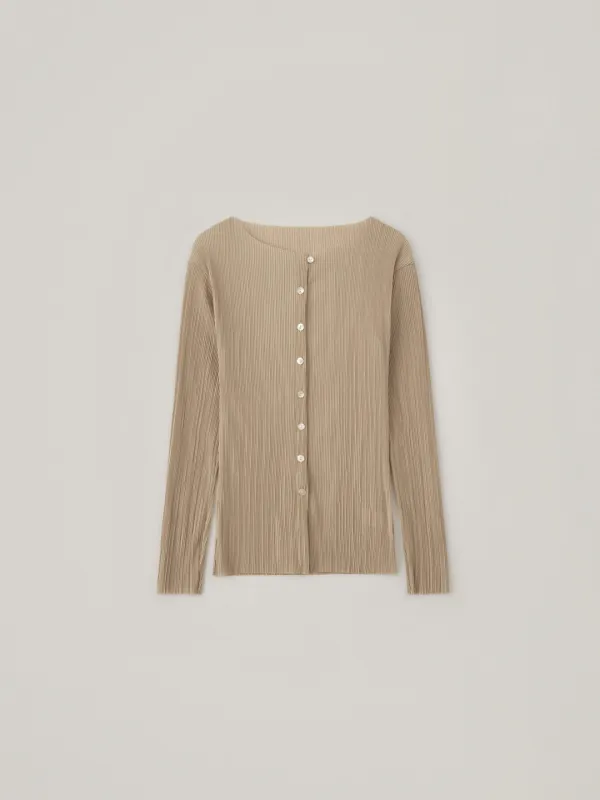 Pleats Cardigan - Beige