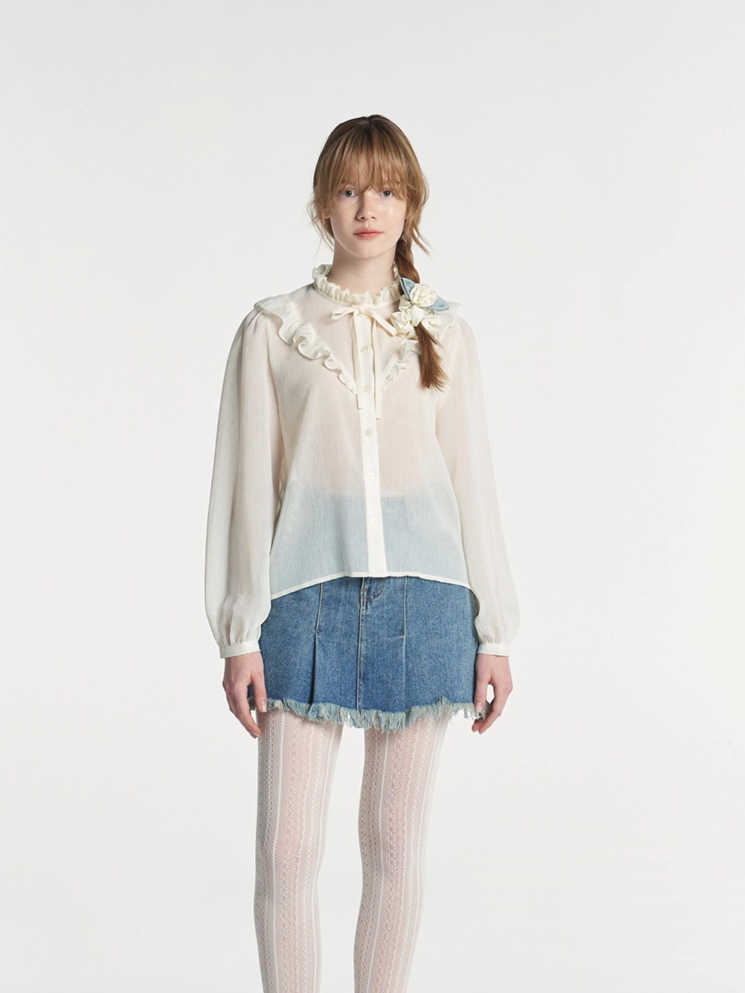 마가린핑거스 FRILL CHIFFON BLOUSE (CREAM) 상품 이미지 1
