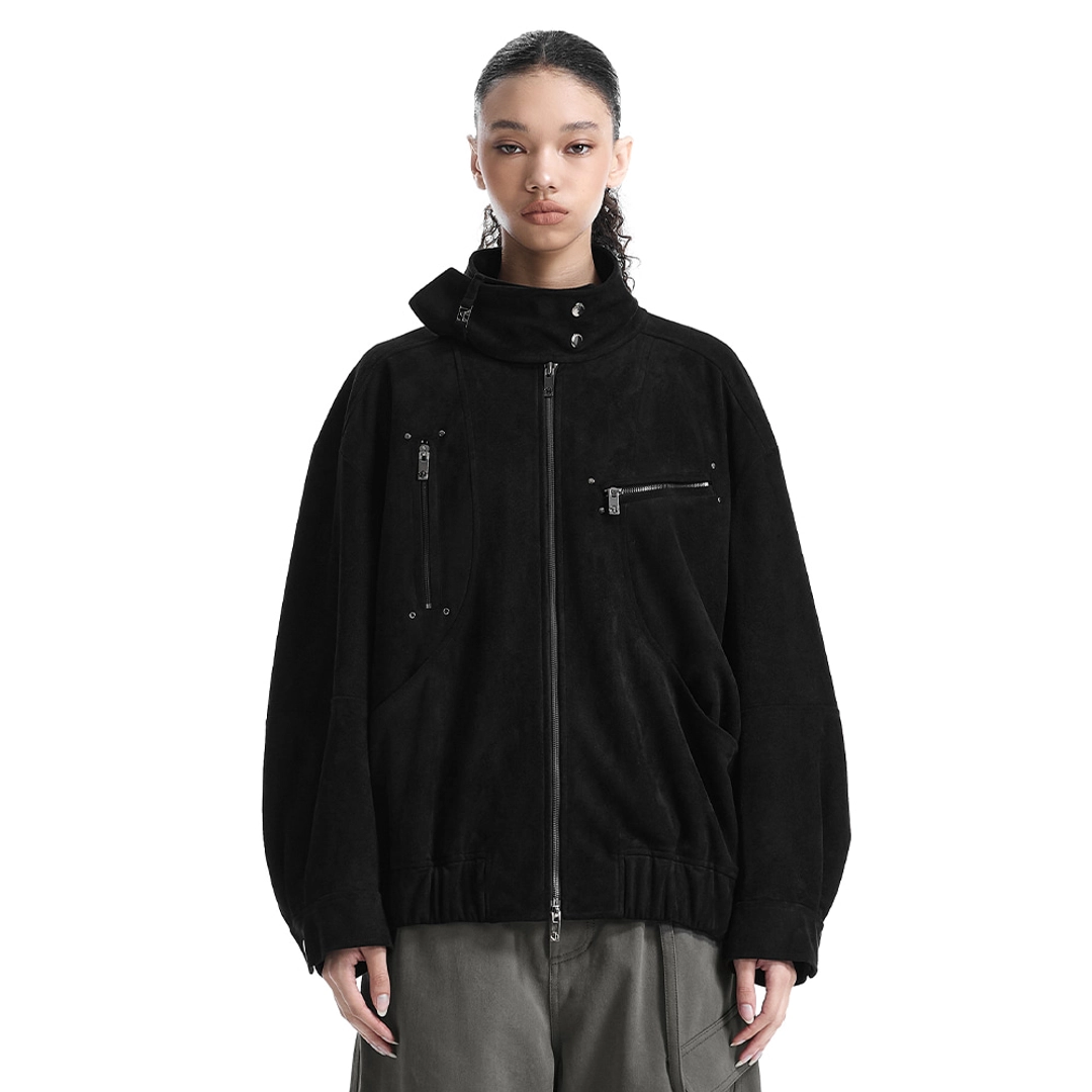 트리밍버드 Tie-Detail Suede Jumper [ Black ] 상품 이미지 1