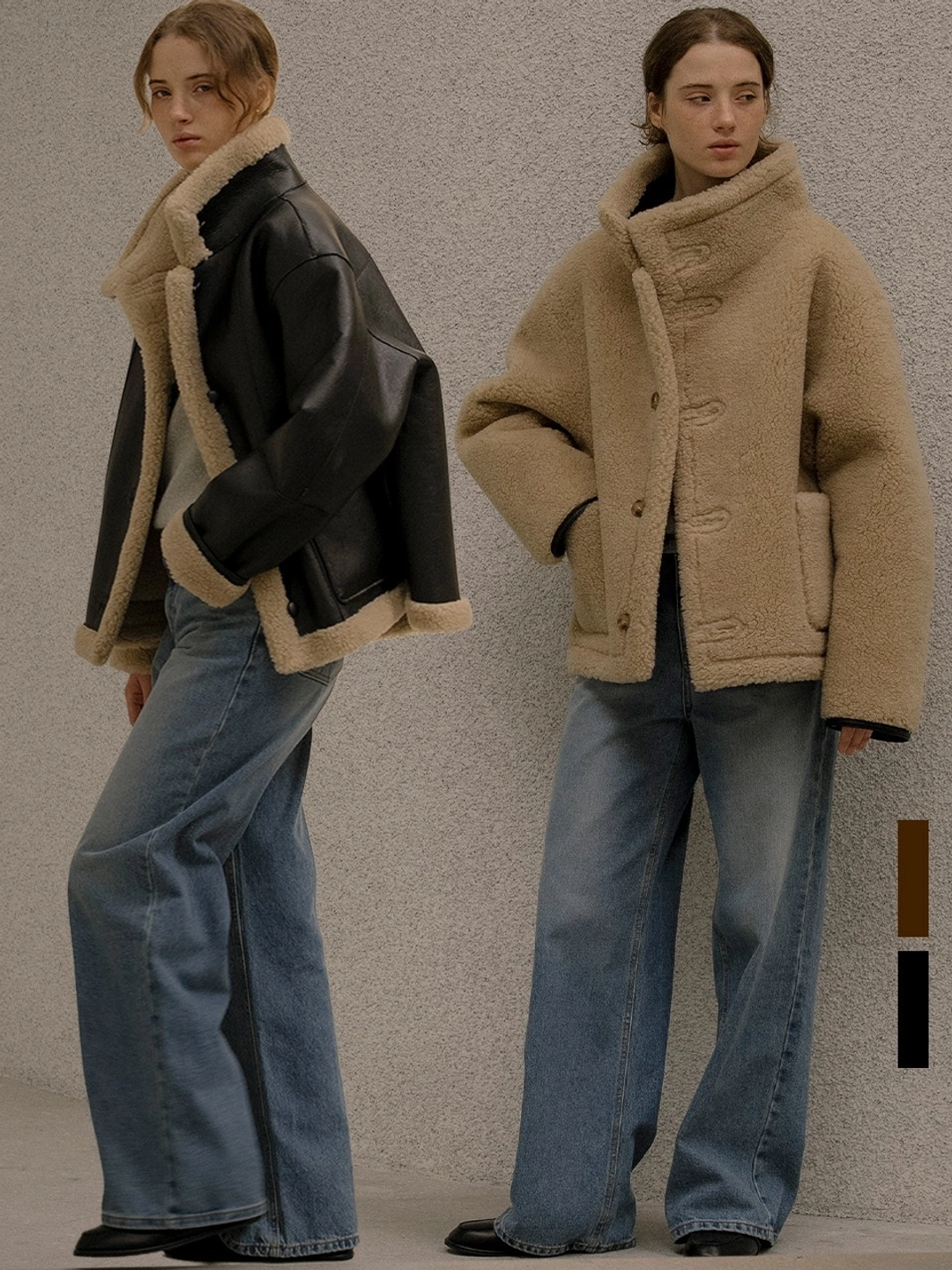 노운베러 Reversible tab-button shearling jacket [KNFW05JP03]_[2color] 상품 이미지 1