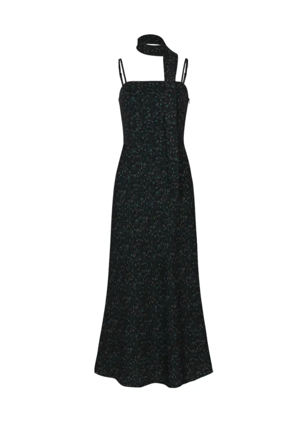 Brooke Slim Dress (Scarf Set / Black)