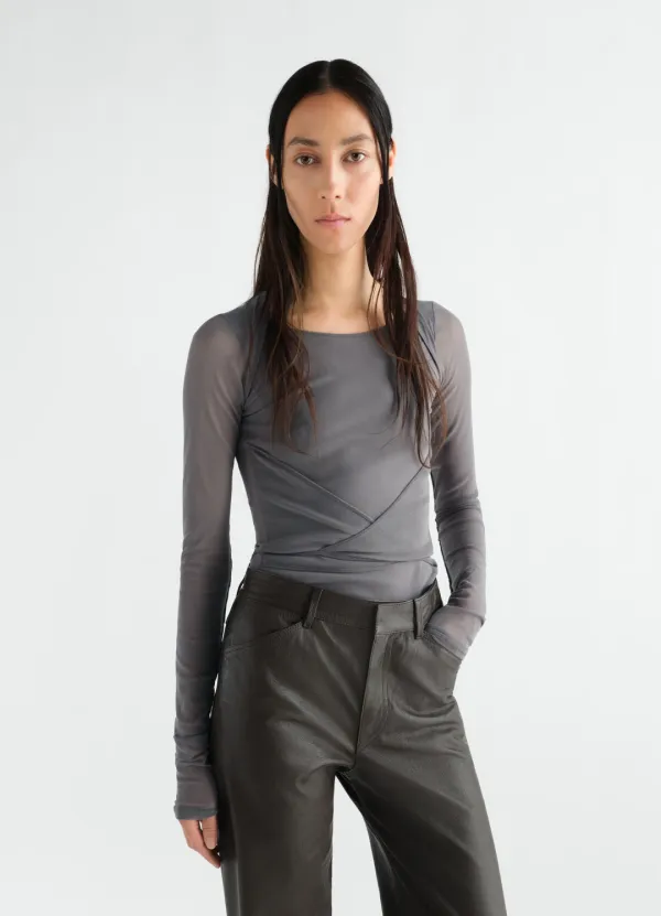 BALLERINA WRAP TOP IN MESH JERSEY