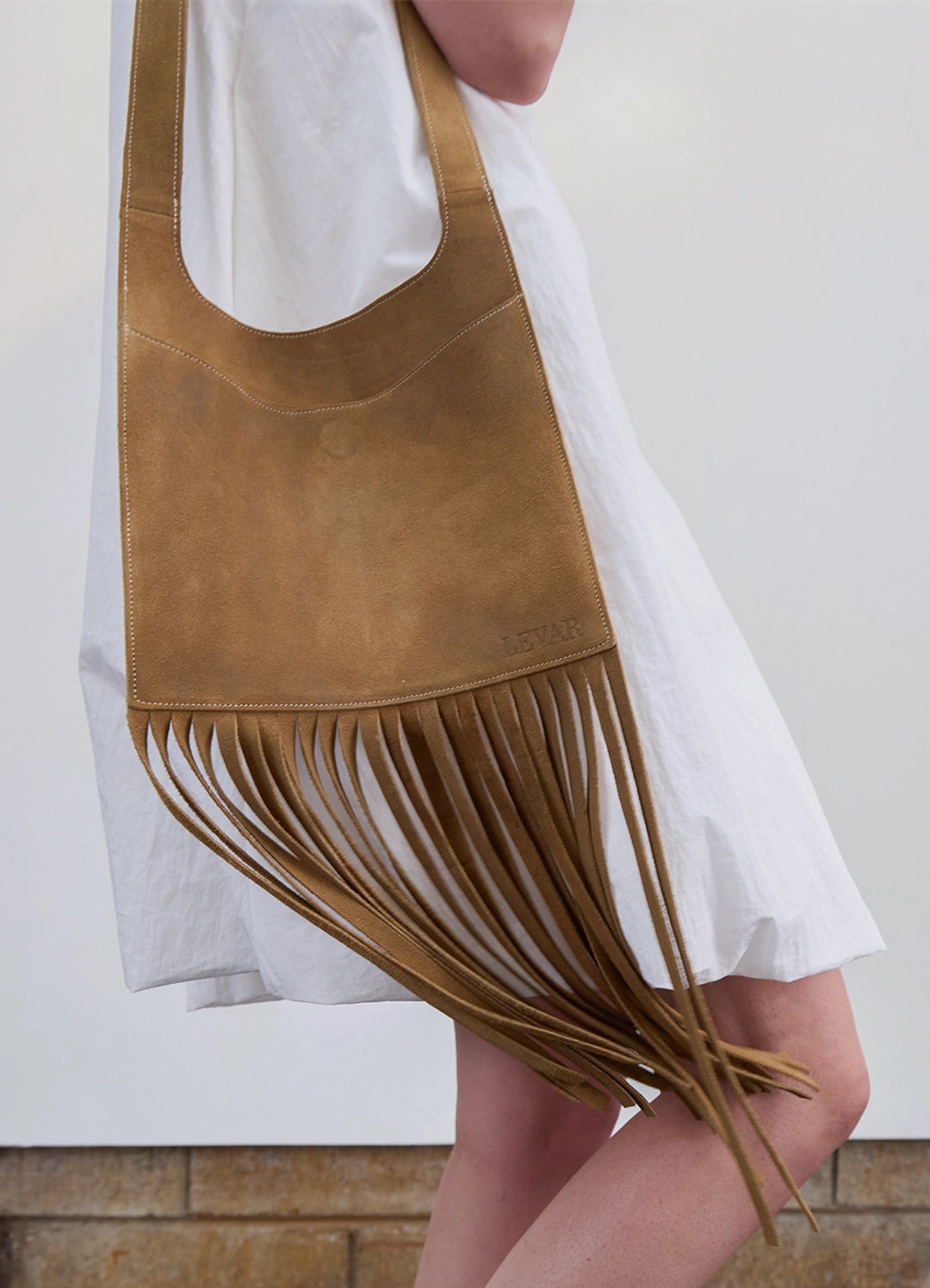 르바 Boho Suede Fringe Bag - Peanut 상품 이미지 2