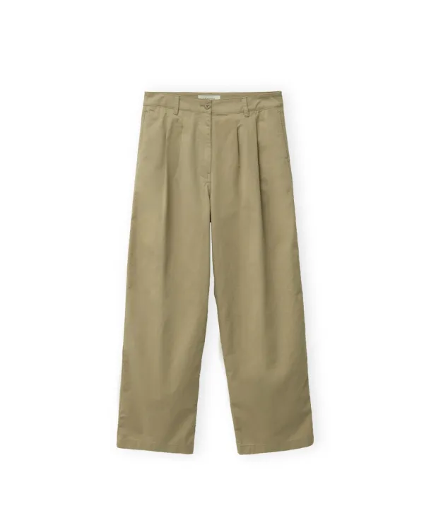 W Washed Two Tuck Pants, Beige