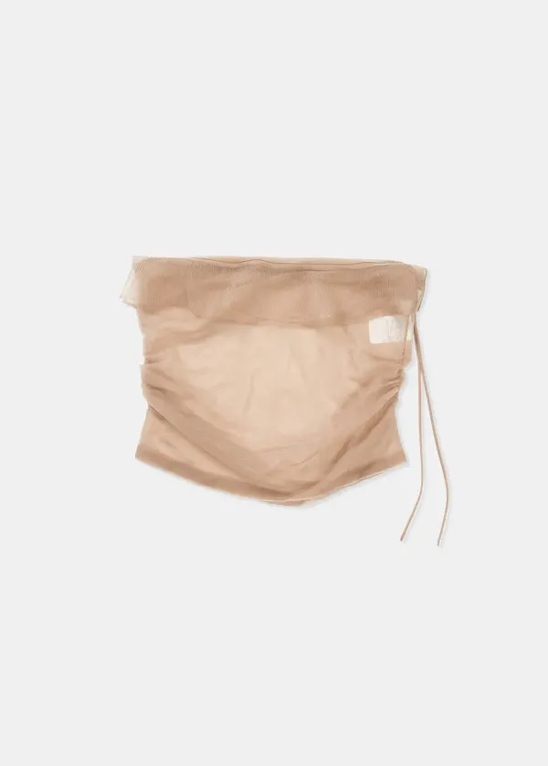 SHEER FRILL LAYERED KNIT SKIRT (BEIGE)