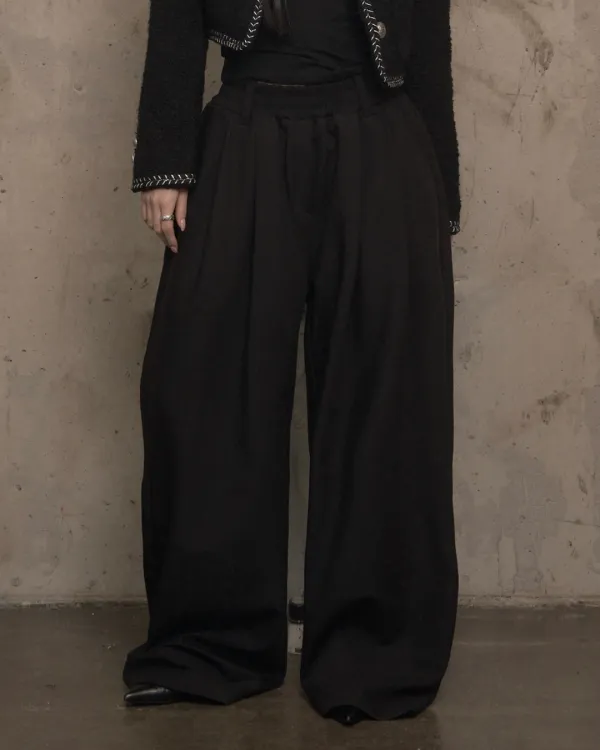 Pintuck Wide Slacks (black)