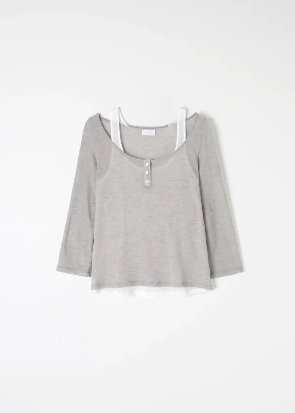 2ND Razy Button T-shirt(Grey)
