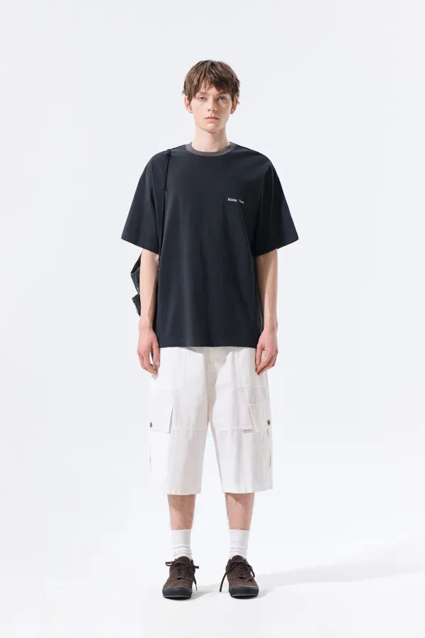 PATCHWORK CARGO BERMUDA PANTS FOR MEN IN WHITE
