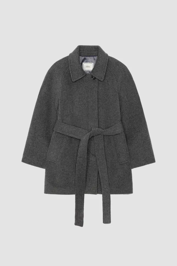 VOLUME SLEEVE WOOL HALF COAT_GREY