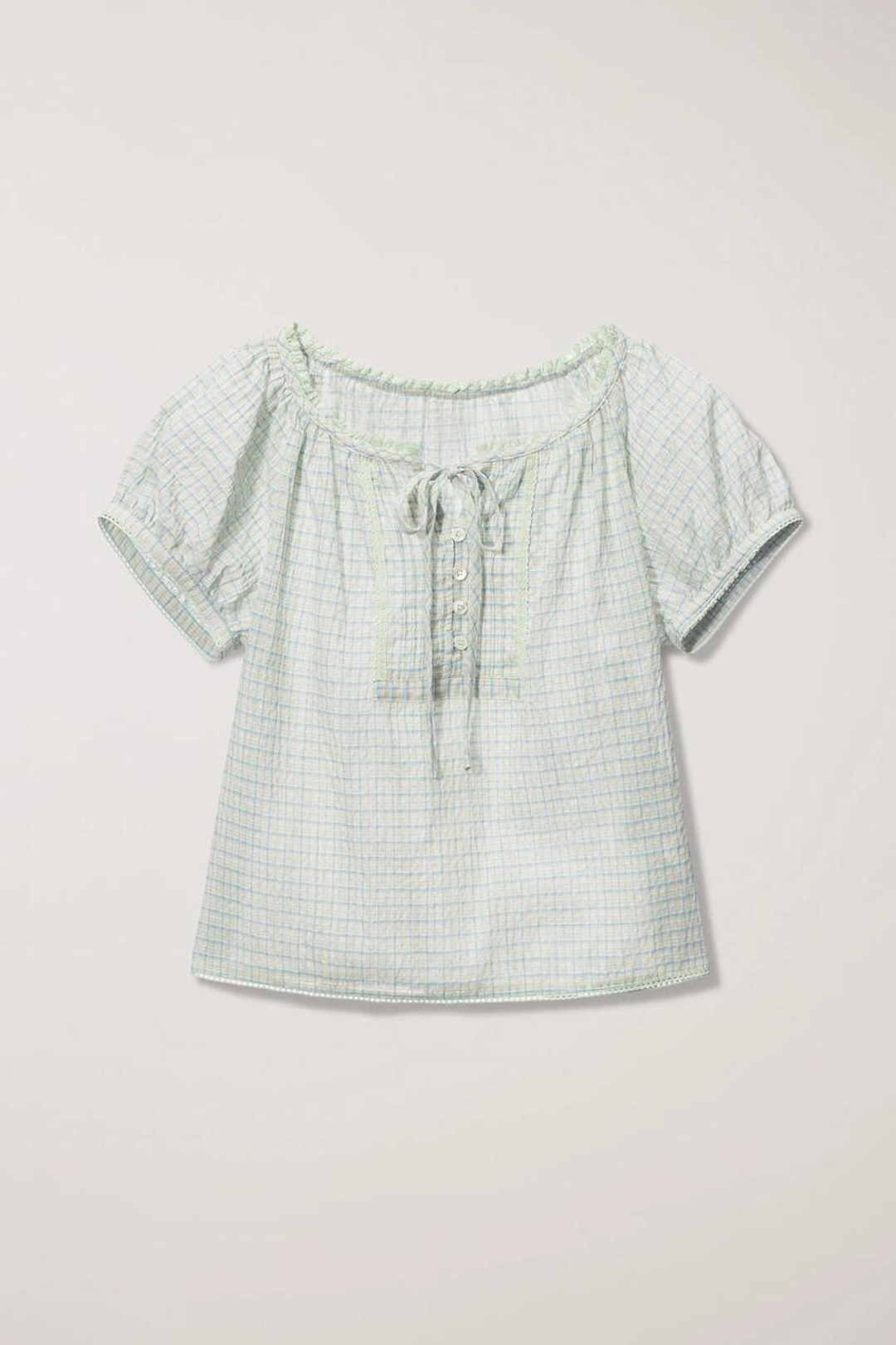 던스트 2-WAY SHIRRING BLOUSE MINT CHECK_UDBL5B223T1 상품 이미지 1