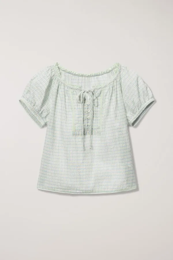 2-WAY SHIRRING BLOUSE MINT CHECK_UDBL5B223T1
